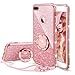 OCYCLONE Cute Glitter Case with Ring Compatible with iPhone 8 Plus 7 Plus for Women Girl