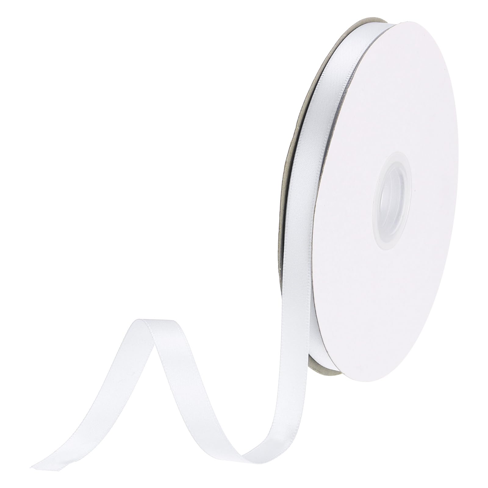 DMiotech 10mm Satin Ribbon 46m/150ft Thin Double Face Fabric Grosgrain Ribbon for Gift Wrapping Floral Hair Flower Bouquet, White