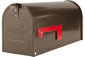 Bronze Mailboxe for Outside, RAINHOL Post Mount Mailbox, Galvanized Steel Medium Compacity Mail Boxes, 20 x 8.7 x 6.7 inches