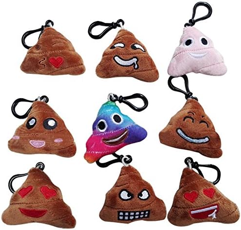 9Pcs Mini Emoji Cushion Toy,Soft Emoji Keychain Toys Gift Bag Accessory Poop Keychain-Style 2