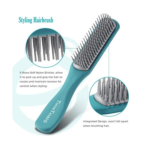 TimeTinkle 4 PCS Hairbrush Set - Detangler, Styling Brush, Tail Comb & Wide Tooth Comb for Women, Men and Kids, Great on…