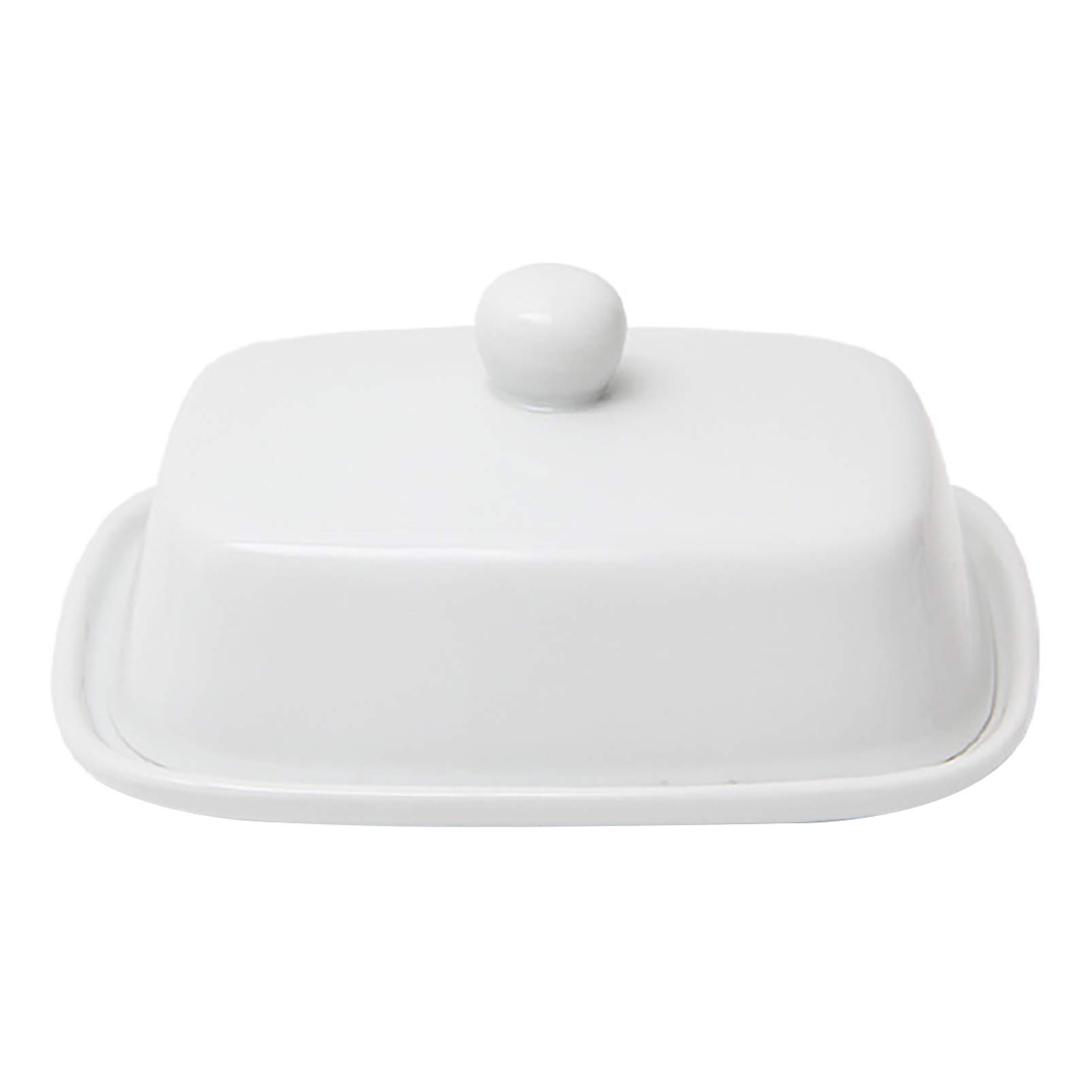 Creative Porcelain Butter Dish with Lid, Multifunction Square Sealed Butter Box for Soft Butter and Cheese,Dessert Container Tray,White-Style-1