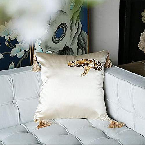 Luxurious Palace Satin Pillow Fringe-Trimmed Pillow Modern Chinese Cloud Exquisite Embroidery Jacquard Sofa Cushion Sofa Cushion