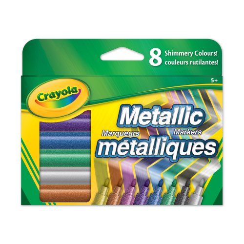 Crayola Metallic Markers, Adult Colouring, Bullet Journaling, School and Craft Supplies, Drawing Gift for Boys and Girls, Kids, Teens Ages  5, 6,7, 8 and Up, Holiday Toys, Stocking Stuffers, Arts and Crafts