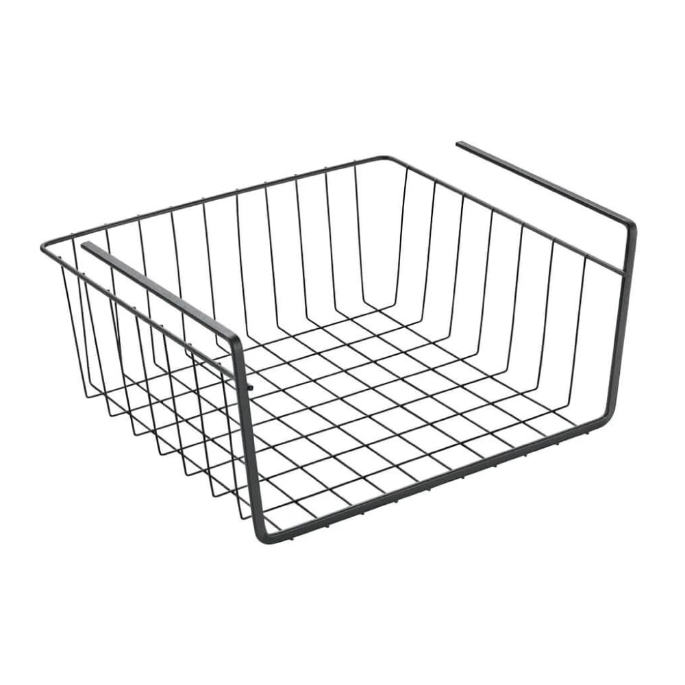 Metaltex Lava Kanguro - Under Shelf Storage Basket - Space-Saving Shelf Organiser - Undershelf Basket for Kitchen Essentials - With Touch-Therm Finish - 30 x 26 x 14cm, Black