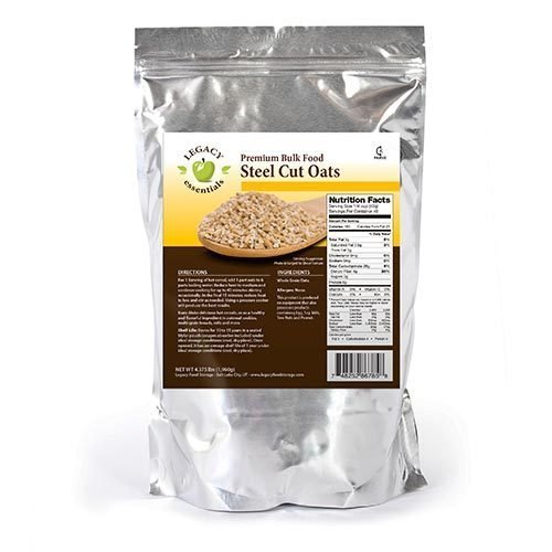 Legacy Essentials Steel Cut Oats 15 Year Shelf Life for Emergency Survival Food Storage Supply