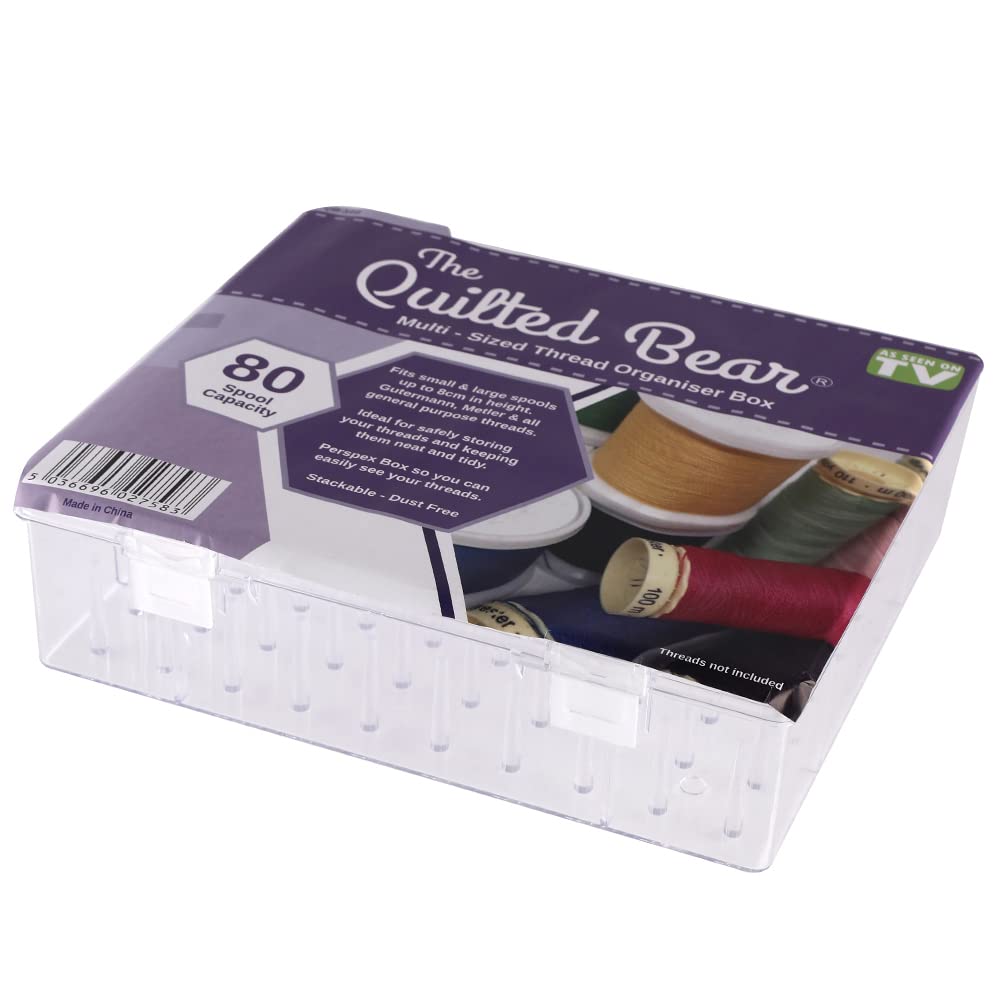Photo 1 of The Quilted Bear Modern Stackable Clear Acrylic Thread Box, 80 Spool Storage - Sewing Organizer