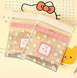 ONOR-Tech 100 PCS Lovely Cute Bowknot OPP Self Adhesive Cookie Bakery Candy Biscuit Roasting Treat Gift DIY Plastic Bag (Cherry Design)