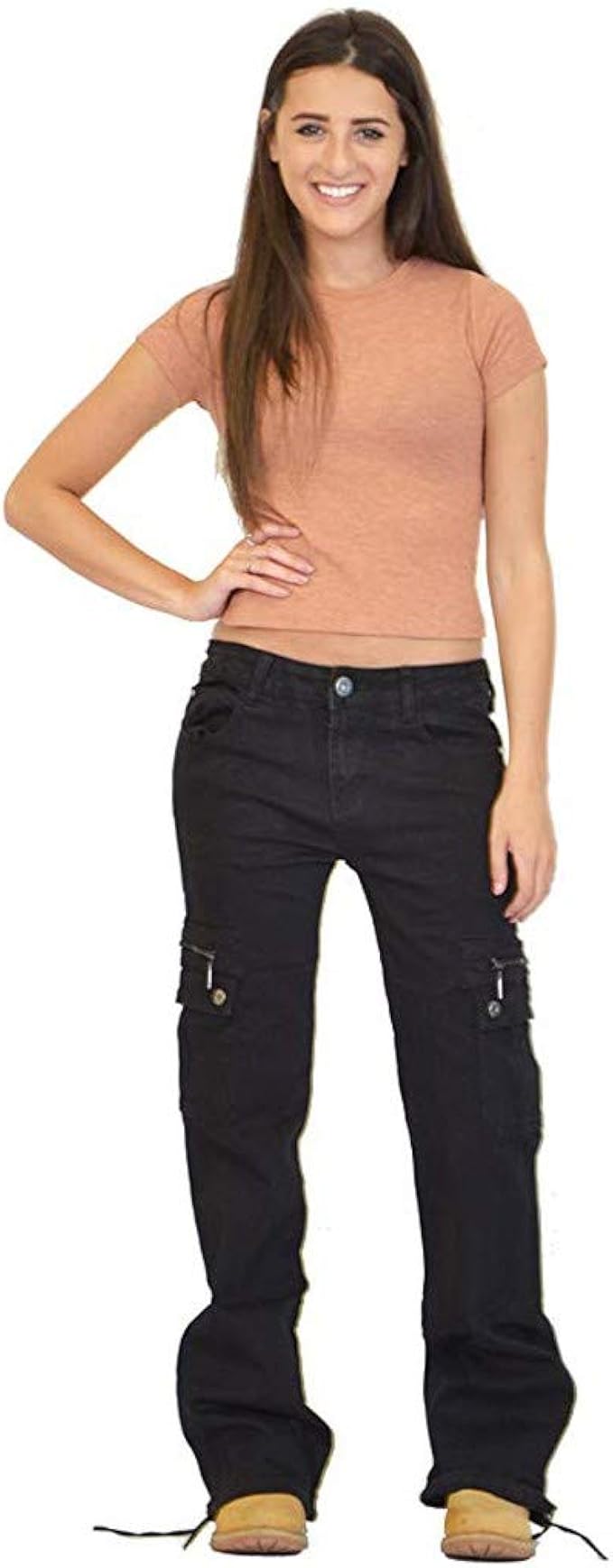 black denim cargo pants womens