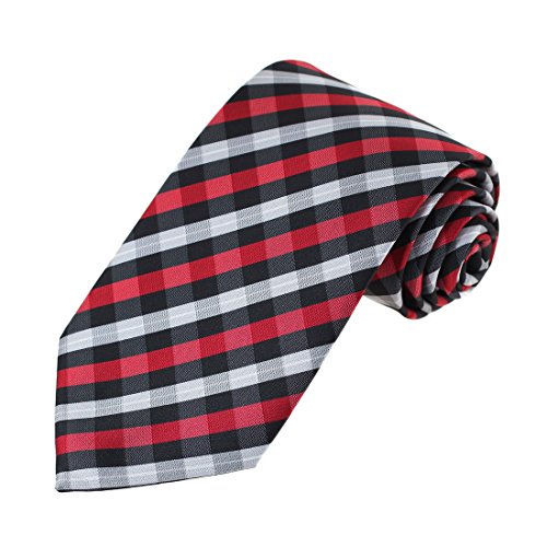 Epoint EAAC0047 Black Red Grey Checkered Microfiber Neck Ties Gift for Designer Neck Tie
