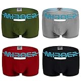 Sandbank Men's Sexy Lingerie Bulge Pouch Open Crotchless Boxer Briefs Underwear (US L, 4 Pack-Mix color#1)