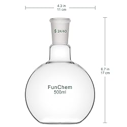 FunChem Single Neck 1 Neck Glass Lab Flat Bottom