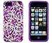 DandyCase 2in1 Hybrid High Impact Hard Lavender Garden Floral Pattern + Purple Silicone Case Cover For Apple iPhone 5S & iPhone 5 (not 5C) + DandyCase Screen Cleaner