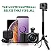 SYOSIN Selfie Stick, 3 in 1 Extendable Selfie Stick Tripod with Detachable Bluetooth Wireless Remote Lightweight Phone Holder (BK)