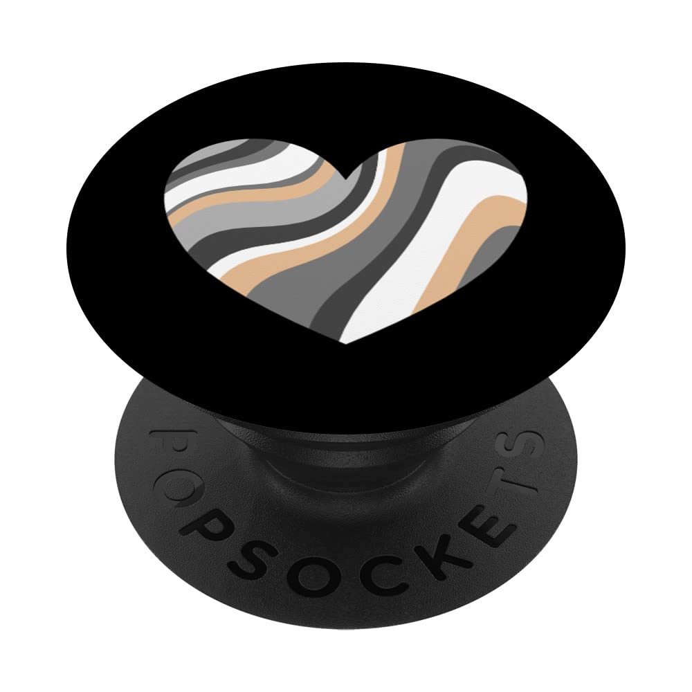 Cute Abstract Swirls Heart Pattern Aesthetic Black PopSockets Swappable PopGrip