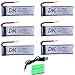 Digital-kingdom 6PCS 3.7v 600mAh 25C LiPo Battery with X6 Charger for U28W JJRC H37 EACHINE E50 Foldable Pocket Selfie Quadcopter Drone