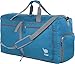 Bago Foldable Duffel Bags for Traveling Women & Men - 60L Medium Packable Duffle Bag for Travel with Shoe Compartment - Water Repellant, Heavy Duty, Lightweight Folding & Collapsible (Blue)