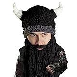 Beard Head - The Original Barbarian Pillager Knit Beard Hat (Black)