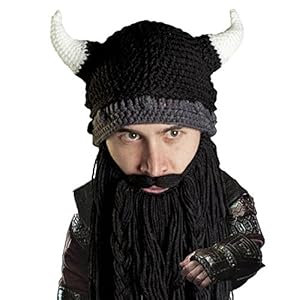 Beard Head - The Original Barbarian Pillager Knit Beard Hat (Black)