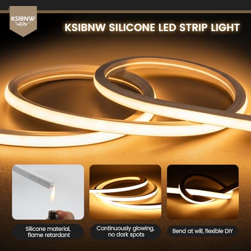LED Strip 5 m, 24 V Silicone LED Lights Outdoor Room Waterproof IP65 Flexible Strips for Indoor Kitchen Under Furniture, Natural White 4000 K Rope Light for Bedroom Bar, without Transformer