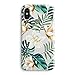 Case Compatible for iPhone X,iPhone Xs Case,Flowers Coffee Floral Bahama Green Leaves with White & Brown Flowers Summer Tropical Beach Roses Girls Women Clear Rubber Case Compatible for iPhone X/Xs