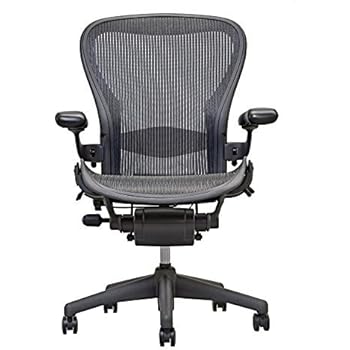 Herman Miller Classic Aeron Task Chair: Tilt Limiter w/Seat Angle Adj - Lumbar Pad - Fully Adj Vinyl Arms - Standard Carpet Casters