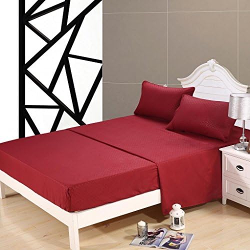 Special Promotion! Homehug Embossed 1800 Thread Count 4Pc Bed Sheet Set 100% Soft Polyester (Queen Size, BURGUNDY)