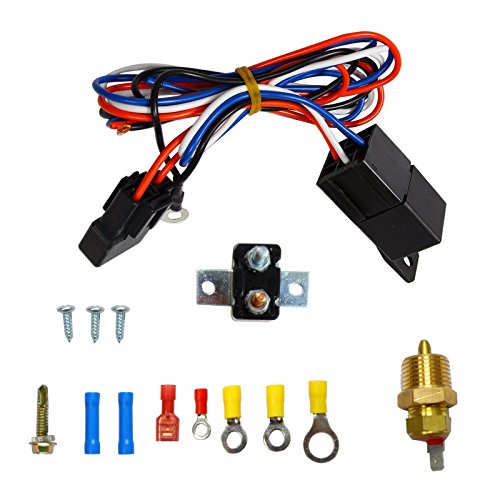 BLACKHORSE-RACING 16" 16 Inch Electric Radiator Fan High 3000 + CFM Thermostat Wiring Switch Relay Kit Black