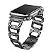 Secbolt Bling Bands Compatible Apple Watch Band 42mm 44mm iWatch Series 6 5 4 3 2 1 SE Women Dressy Jewelry D-link Stainless Steel Wristband Strap, Black