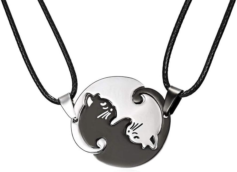 jewelleryjoy Cat Yin Yang Friendship Necklace for Two Best Friends in