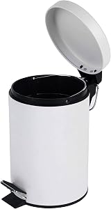 Crystals Small Pedal Bin with Lid 3 Litre Stainless Steel Bathroom Bin White view 6