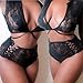 GOTD Sexy Lingerie Lace Dress Babydoll Women Underwear Nightwear Sleepwear G-String (L, Black)