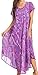 Sakkas Sayli Long Tie Dye Cap Sleeve Embroidered Wide Neck Caftan Dress/Cover Up