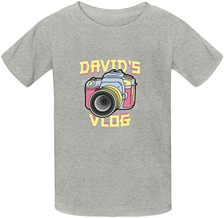Aliensee Little Boys Girls Kids David's Vlog Retro Cotton T-Shirt For 6-10yr Old XL Gray