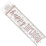 Unique Party Rose Gold Happy Birthday Glitz Foil Banner 1 Pc view 3