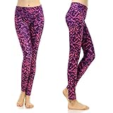 SOUTEAM Womens Yoga Leggings with Pocket Lightweight Fitness Pants, Purple & Pink, Medium