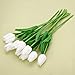 Supla 30 Pcs Soft Touch Tulip Stem Artificial Flower Fake Tulips PU Tulips Flowers Arrangement Bouquet in White for Floral Arrangment Wedding Bouquet Home Room Centerpiece Party Wedding Decor