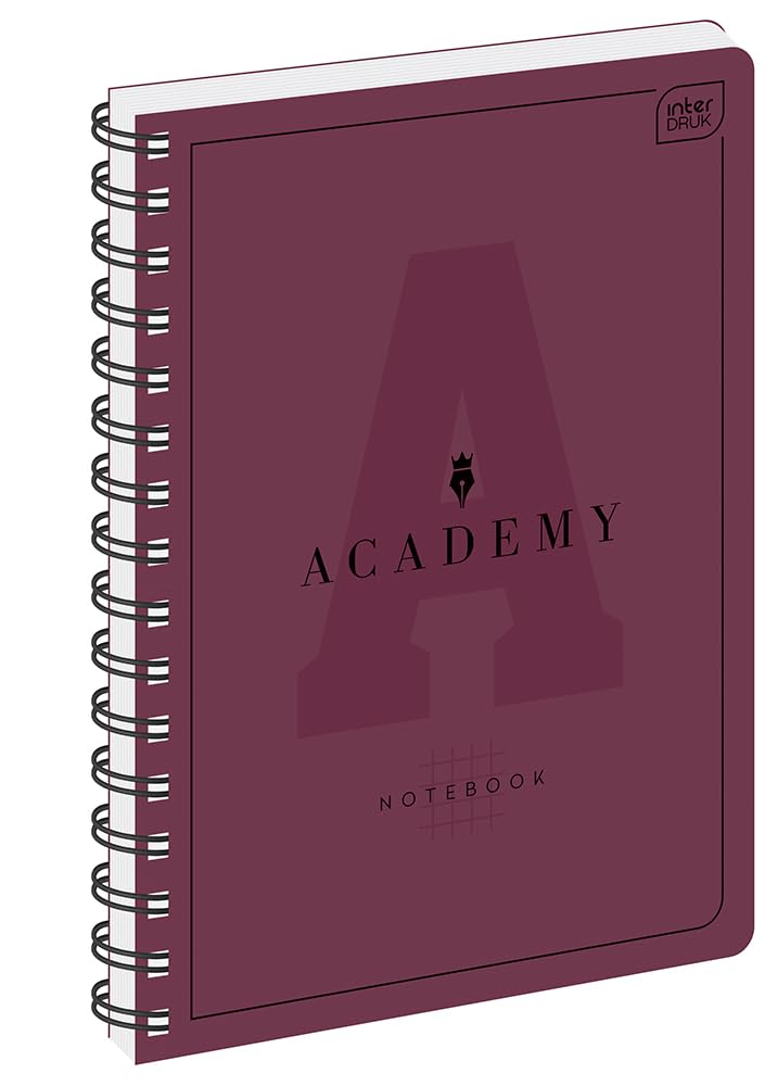 Interdruk ACADEMY - B5 (17 x 22 cm) Squared Notebook - Plastic Cover and 3 Tabbed Dividers - Wirebound - 200 pages - 90 gsm Premium Quality Super Smooth Paper - Rounded Corners