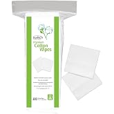 ForPro Premium Cotton Wipes, 200ct, 4" x 4", 100% Cotton, Extra-Soft | Lint-Free Cotton Wipe | 4" Pad Opens to 8" | for Exfoliating Skin During Facial Treatments &amp; Removing Product from Skin