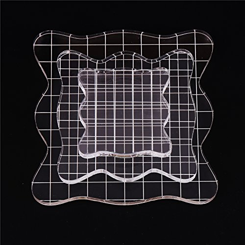 DECORA Acrylic Clear Rubber Stamping Blocks Set with Grid Package of 3