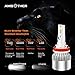 AMBOTHER H8 H9 H11 Led Headlight Bulbs Car Replacement Kit, 72W 7600LM 6500K Xenon White CSP Chips/Internal Driver Free 2X Car Dust Covers