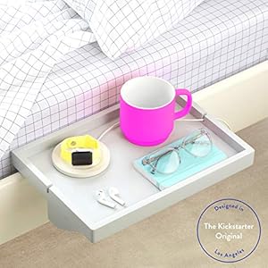 BedShelfie Nachttisch für Etagenbett und Boxspringbett, Bettablage für WG-Zimmer, Betttablett schwebend, Bettablage zum Einhängen – Original Holz grau