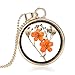 Gmai Orange Color Pressed Flower in Round Shape Glass Globe Necklace