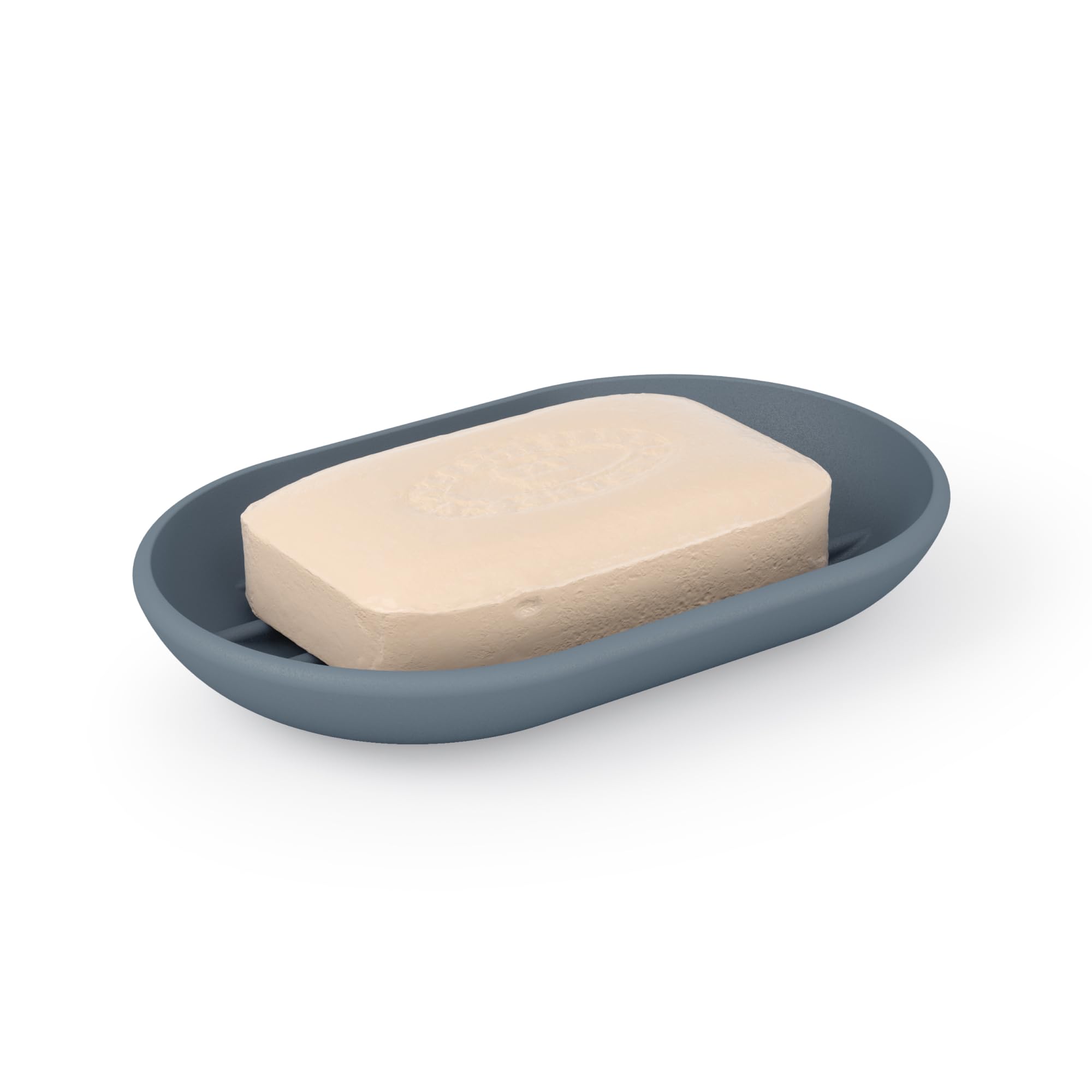 Umbra Touch Soap Dish - Modern Oval Shape - Durable and Easy to Clean for Bathroom Shower or Sink, Slate Blue