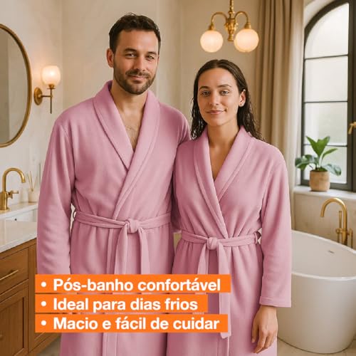 Roupão Microfibra Feminino Masculino Unissex Adulto Quentinho Inverno Frio Super Macio Confortável Antialérgico Secagem Rápida Saída de Banho Casa Hotel Enveloz