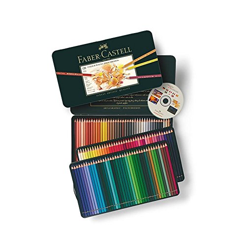 Faber Castell Polychromos Color Colour Pencils Metal Tin Set of 120 with Cd