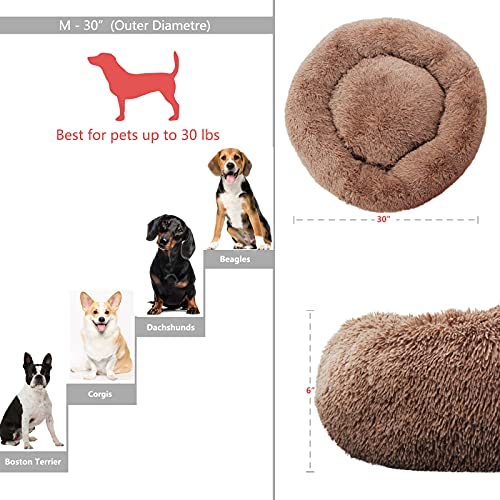 Calming Dog Beds for Medium Dogs Shag Donut Cuddler Dog Bed Washble