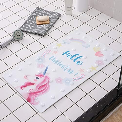 OOCC 27.5 x 15.7 Inch Non Slip Baby Bath Mat with Suction Cups for Tub, Shower, Cute Pattern Design Bathtub Mat for Kids (Unicorn)
