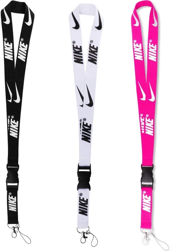 Lanyard for Keys, 3 Pack Cell Phone Lanyard Cute Keychain Lanyard ID Badge Lanyards Breakaway Neck Lanyard for Men Women(Black, White, Pink)