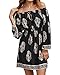 ZANZEA Women's Bohemian Neck Tie Vintage Floral Print Off Shoulder Loose Mini Dress